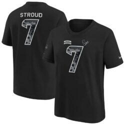 C.J. Stroud Houston Texans Nike Youth 2026 Salute to Service Name & Number T-Shirt - Black - Front View