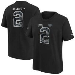 Ashton Jeanty Las Vegas Raiders Nike Youth 2026 Salute to Service Name & Number T-Shirt - Black - Front View