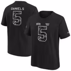Jayden Daniels Washington Commanders Nike Youth 2026 Salute to Service Name & Number T-Shirt - Black - Front View