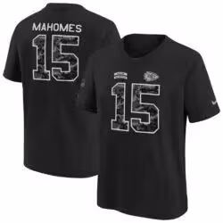 Patrick Mahomes Kansas City Chiefs Nike Youth 2026 Salute to Service Name & Number T-Shirt - Black - Front View