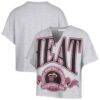 Miami Heat '47 Women's Banners Out Oversized Notch Neck T-Shirt - Gray - Front View
