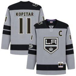 Anze Kopitar Los Angeles Kings Mitchell & Ness Big & Tall 2016/17 Captain Patch Power Play Jersey - Silver - Front View