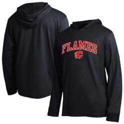 Calgary Flames Champion All-Star Lightweight Hooded Long Sleeve T-Shirt - Black - Front View