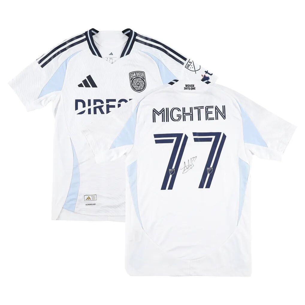 Alex Mighten San Diego FC Autographed Fashion7 Authentic Match-Used #77 White Jersey from the 2025 MLS Season - Size S