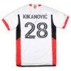 Benjamin Kikanovic San Jose Earthquakes Autographed Fashion7 Authentic Match-Used #28 White Jersey from the 2025 MLS Season - - Side View