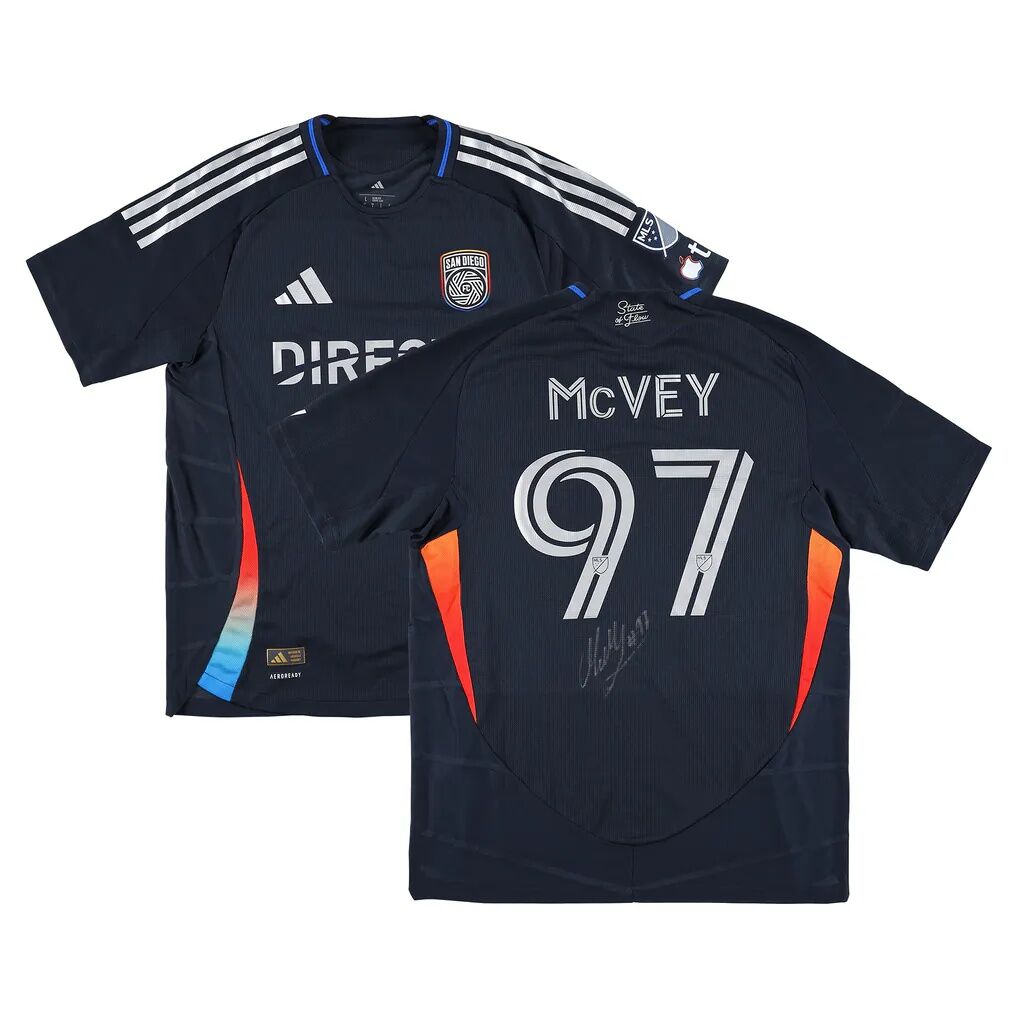 Christopher McVey San Diego FC Autographed Fashion7 Authentic Match-Used #97 Navy Jersey from the 2025 MLS Season - Size L