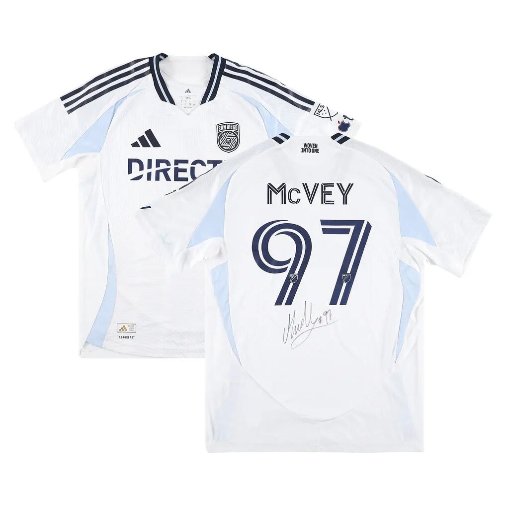 Christopher McVey San Diego FC Autographed Fashion7 Authentic Match-Used #97 White Jersey from the 2025 MLS Season - Size L