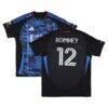 Dave Romney San Jose Earthquakes Autographed Fashion7 Authentic Match-Used #12 Black Jersey from the 2025 MLS Season - - Front View