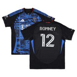 Dave Romney San Jose Earthquakes Autographed Fashion7 Authentic Match-Used #12 Black Jersey from the 2025 MLS Season - - Front View