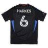 Ian Harkes San Jose Earthquakes Autographed Fashion7 Authentic Match-Used #6 Black Jersey from the 2025 MLS Season - - Side View