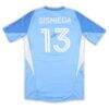 Pablo Sisniega San Diego FC Autographed Fashion7 Authentic Match-Used #13 Blue Jersey from the 2025 MLS Season - - Side View