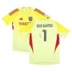 CJ Dos Santos San Diego FC Autographed Fashion7 Authentic Match-Used #1 Yellow Jersey from the 2025 MLS Season - - Front View