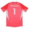 CJ Dos Santos San Diego FC Autographed Fashion7 Authentic Match-Used #1 Red Jersey from the 2025 MLS Season - - Side View