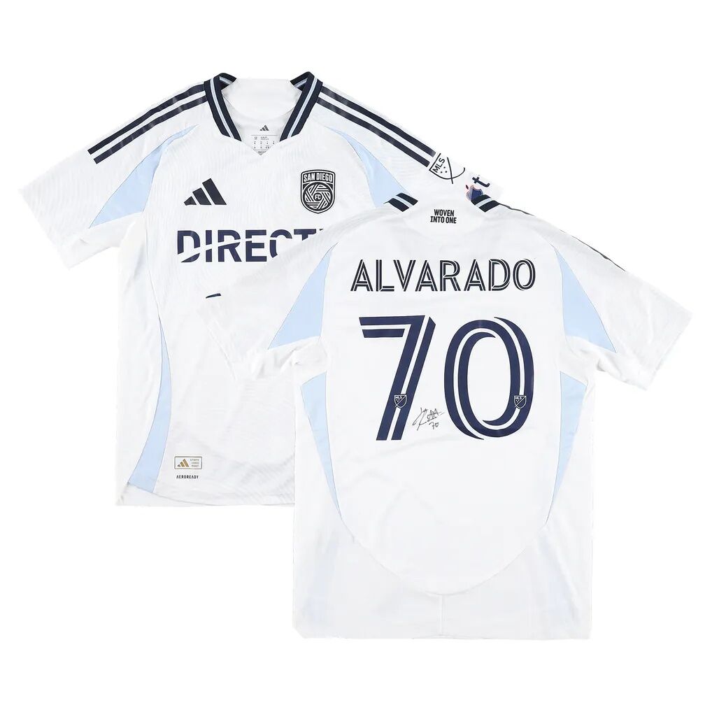 Alejandro Alvarado Jr. San Diego FC Autographed Fashion7 Authentic Match-Used #70 White Jersey from the 2025 MLS Season - Size M