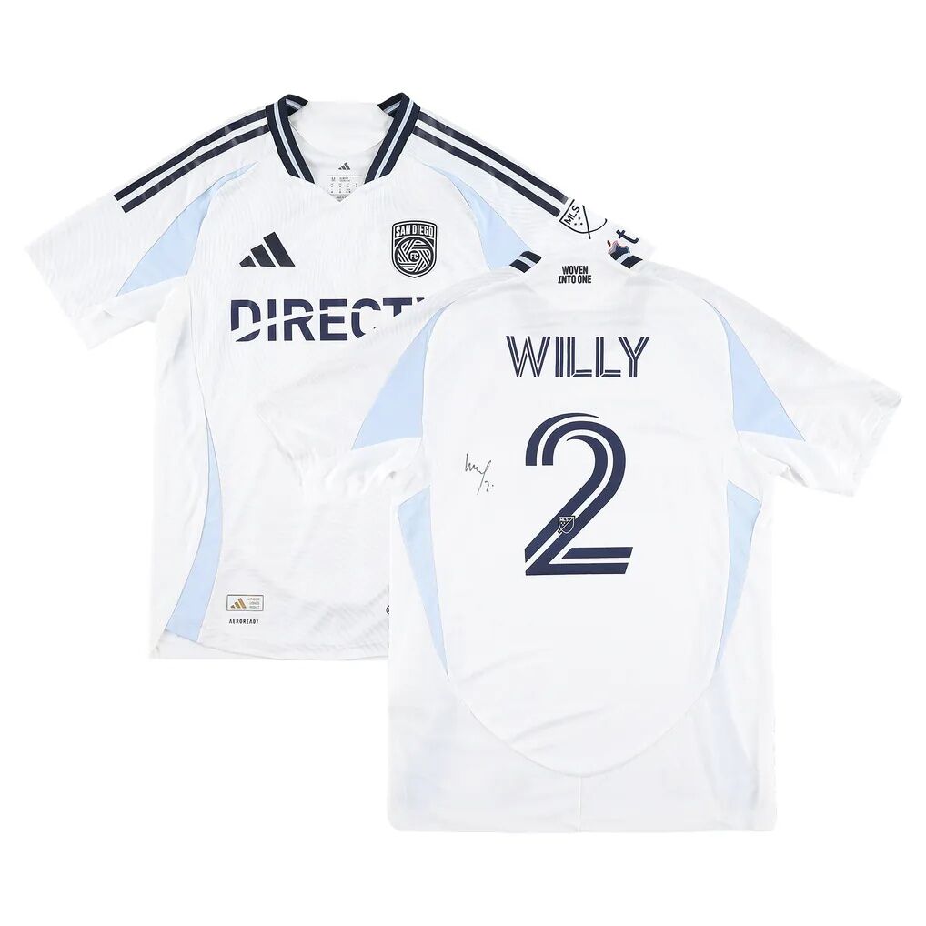 Willy Kumado San Diego FC Autographed Fashion7 Authentic Match-Used #2 White Jersey from the 2025 MLS Season - Size M