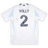 Willy Kumado San Diego FC Autographed Fashion7 Authentic Match-Used #2 White Jersey from the 2025 MLS Season - - Side View