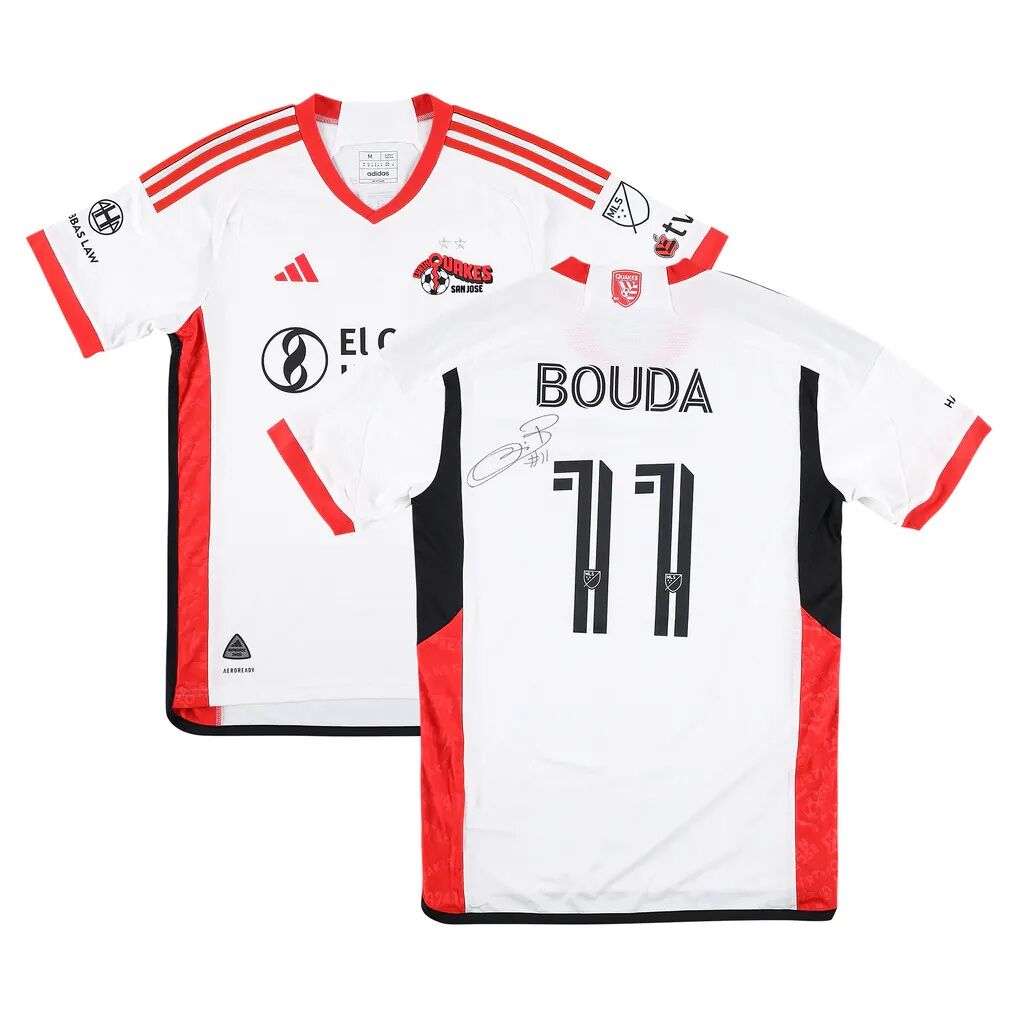 Ousseni Bouda San Jose Earthquakes Autographed Fashion7 Authentic Match-Used #11 White Jersey from the 2025 MLS Season - Size M
