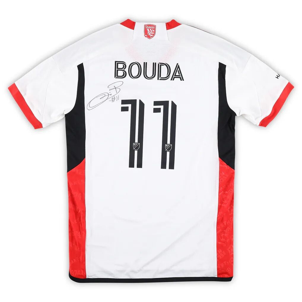 Ousseni Bouda San Jose Earthquakes Autographed Fashion7 Authentic Match-Used #11 White Jersey from the 2025 MLS Season - Size M