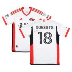 Reid Roberts San Jose Earthquakes Autographed Fashion7 Authentic Match-Used #18 White Jersey from the 2025 MLS Season - - Front View
