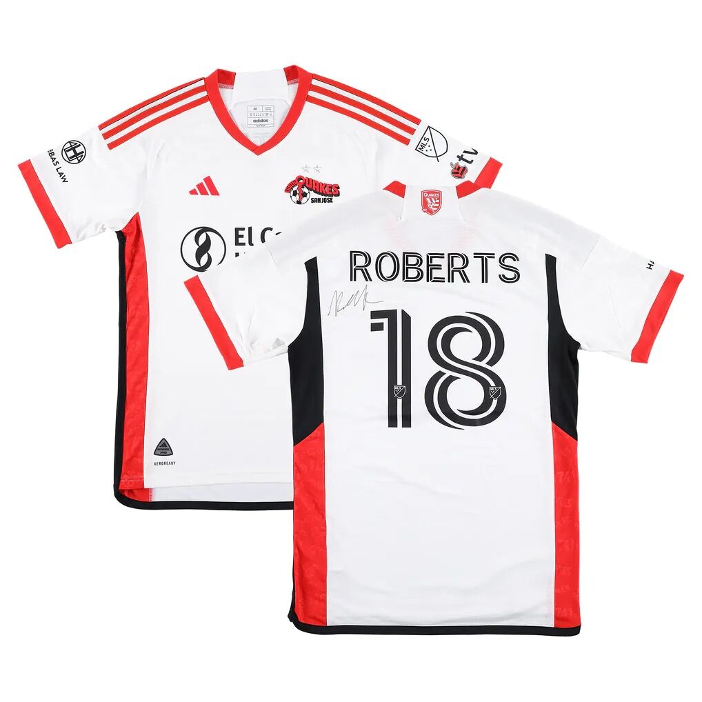 Reid Roberts San Jose Earthquakes Autographed Fashion7 Authentic Match-Used #18 White Jersey from the 2025 MLS Season - Size M