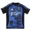 Ronaldo Vieira San Jose Earthquakes Autographed Fashion7 Authentic Match-Used #37 Black Jersey from the 2025 MLS Season - - Detail View