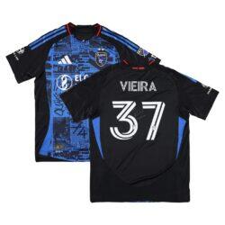 Ronaldo Vieira San Jose Earthquakes Autographed Fashion7 Authentic Match-Used #37 Black Jersey from the 2025 MLS Season - - Front View