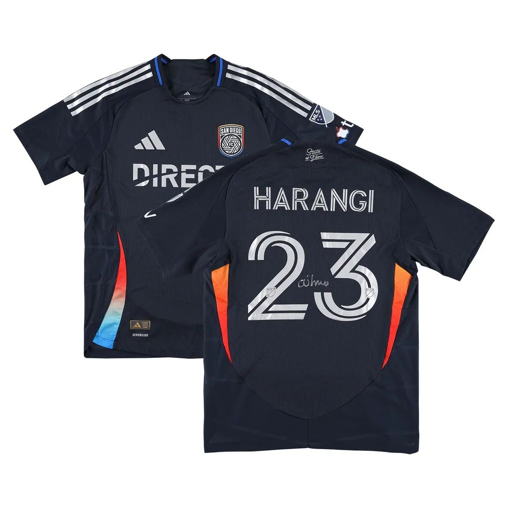 Aiden Harangi San Diego FC Autographed Fashion7 Authentic Match-Used #23 Navy Jersey from the 2025 MLS Season - Size M