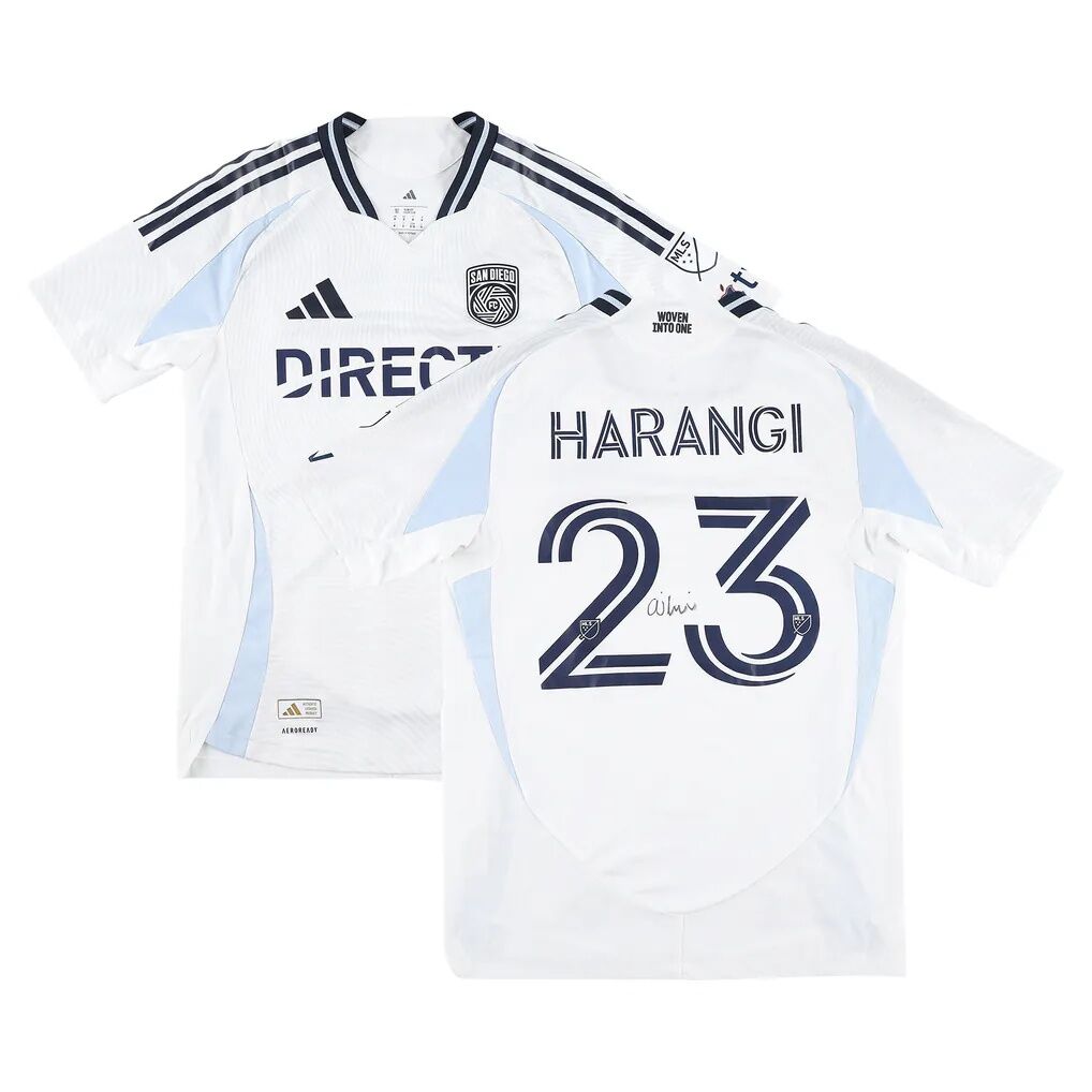 Aiden Harangi San Diego FC Autographed Fashion7 Authentic Match-Used #23 White Jersey from the 2025 MLS Season - Size M