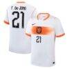 Frenkie de Jong Netherlands National Team Nike 2026 Away Stadium Replica Jersey - White - Front View