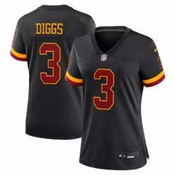 Stefon Diggs Washington Commanders Nike Women's Alternate Hail Raiser Game Jersey - Black - Front View