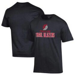 Portland Trail Blazers Champion Jersey Cotton T-Shirt - Black - Front View