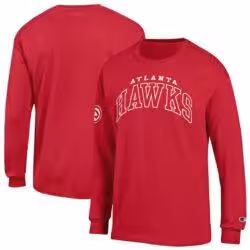 Atlanta Hawks Champion Jersey Long Sleeve T-Shirt - Red - Front View