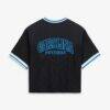 Carolina Panthers The Wild Collective Women's Lace Fashion Jersey T-Shirt - Black - Detail View
