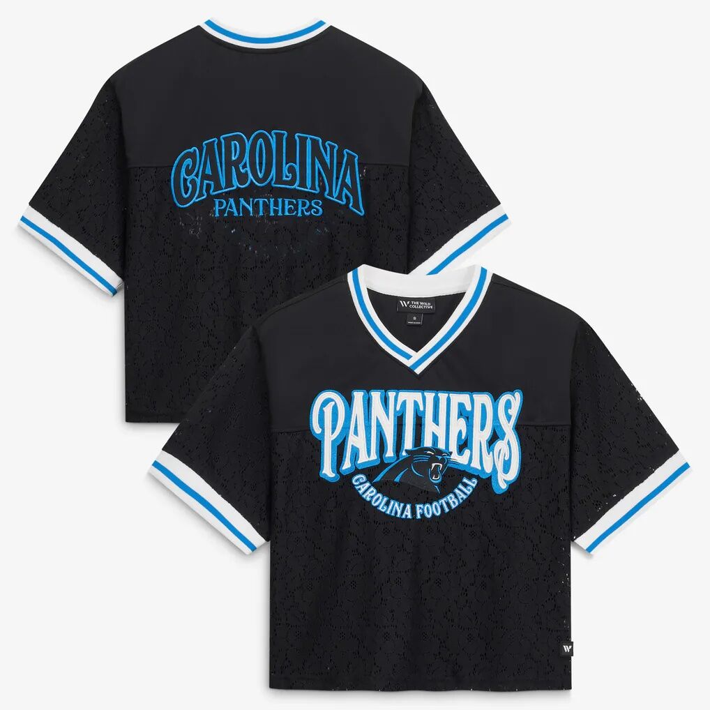 Carolina Panthers The Wild Collective Women's Lace Fashion Jersey T-Shirt