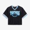 Carolina Panthers The Wild Collective Women's Lace Fashion Jersey T-Shirt - Black - Side View