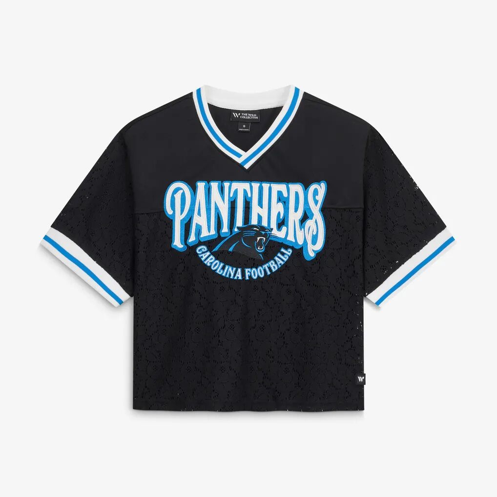 Carolina Panthers The Wild Collective Women's Lace Fashion Jersey T-Shirt