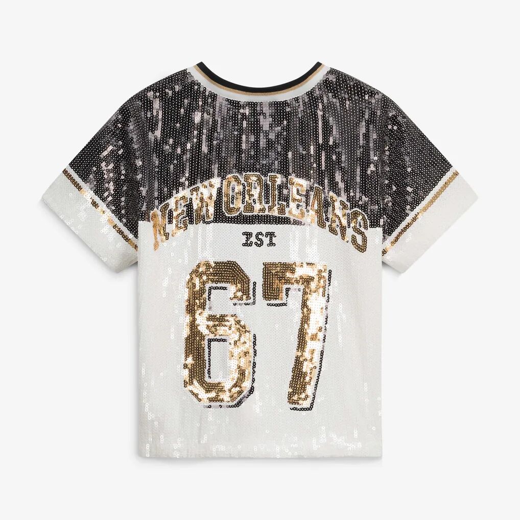 New Orleans Saints The Wild Collective Women's Sequin V-Neck T-Shirt
