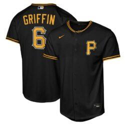 Konnor Griffin Pittsburgh Pirates Nike Youth Alternate Replica Jersey - Black - Front View