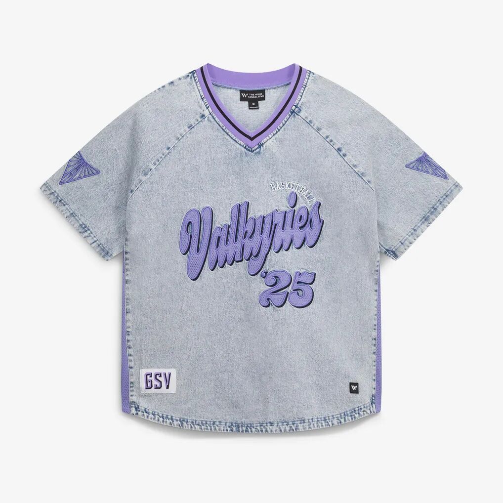 Golden State Valkyries The Wild Collective Unisex Denim Raglan V-Neck T-Shirt - Denim