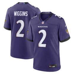 Nate Wiggins Baltimore Ravens Nike Team Game Jersey - Purple - Front View