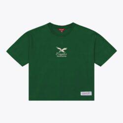 Philadelphia Eagles Mitchell & Ness Women's Core Essentials Micro Logo Boxy Crop T-Shirt - Green - Front View