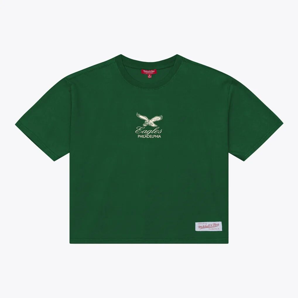 Philadelphia Eagles Mitchell & Ness Women's Core Essentials Micro Logo Boxy Crop T-Shirt
