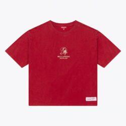 Tampa Bay Buccaneers Mitchell & Ness Women's Core Essentials Micro Logo Boxy Crop T-Shirt - Scarlet - Front View