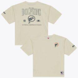 Miami Dolphins Mitchell & Ness Oversized Heritage Hues T-Shirt - Cream - Front View