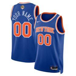 New York Knicks Nike Unisex 2026 NBA Finals Patch Swingman Custom Jersey - Blue - Front View
