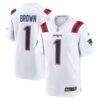 A.J. Brown New England Patriots Nike Game Jersey - White - Front View