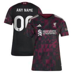 Liverpool adidas Women's 2026/27 Third Replica Custom Jersey - Black - Front View
