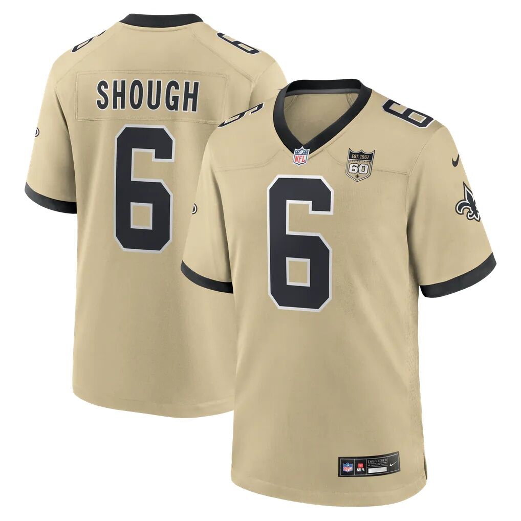 Tyler Shough New Orleans Saints Nike Alternate 60th Season Game Jersey