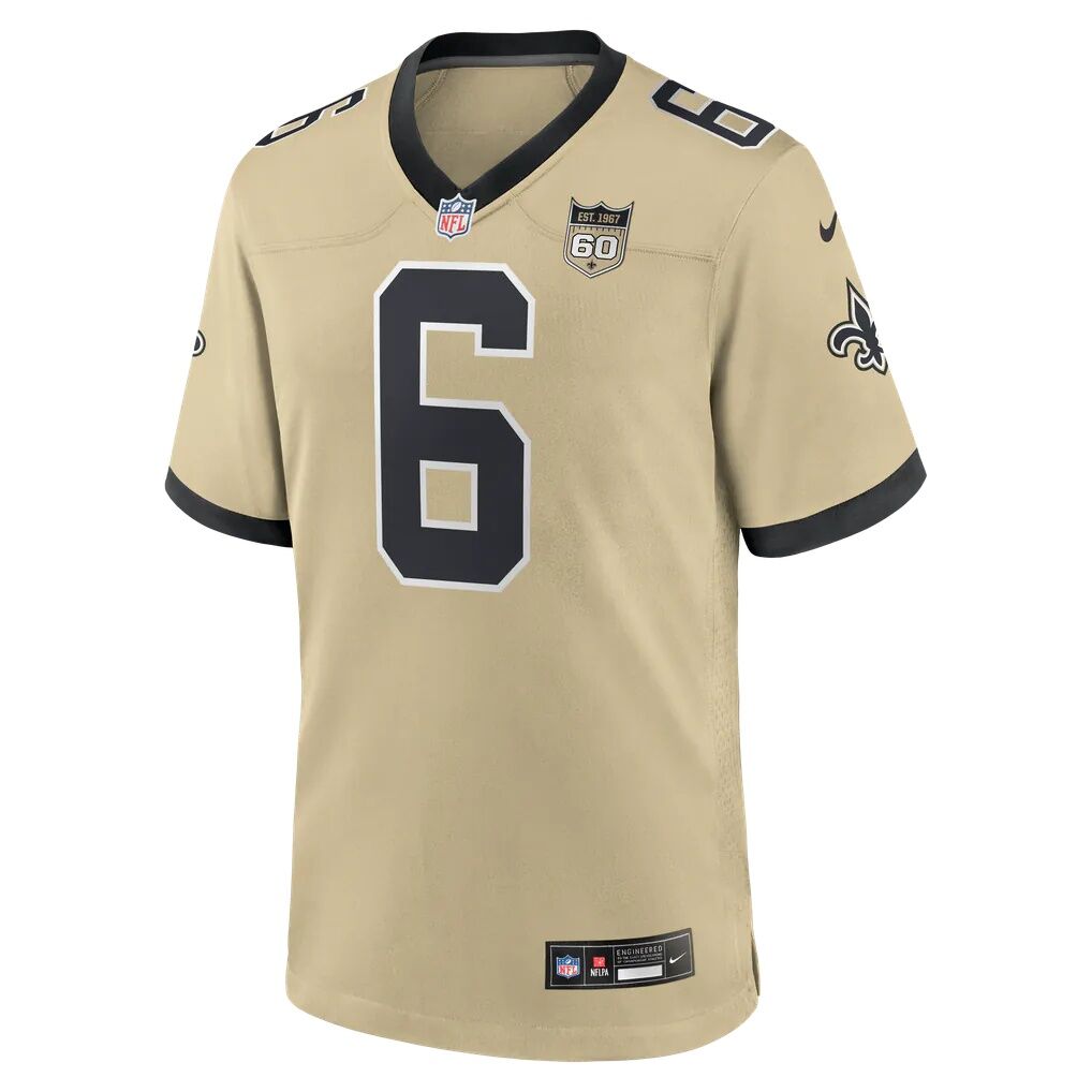 Tyler Shough New Orleans Saints Nike Alternate 60th Season Game Jersey