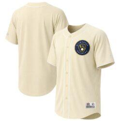 Milwaukee Brewers Stitches Fashion Jersey - Cream - Front View